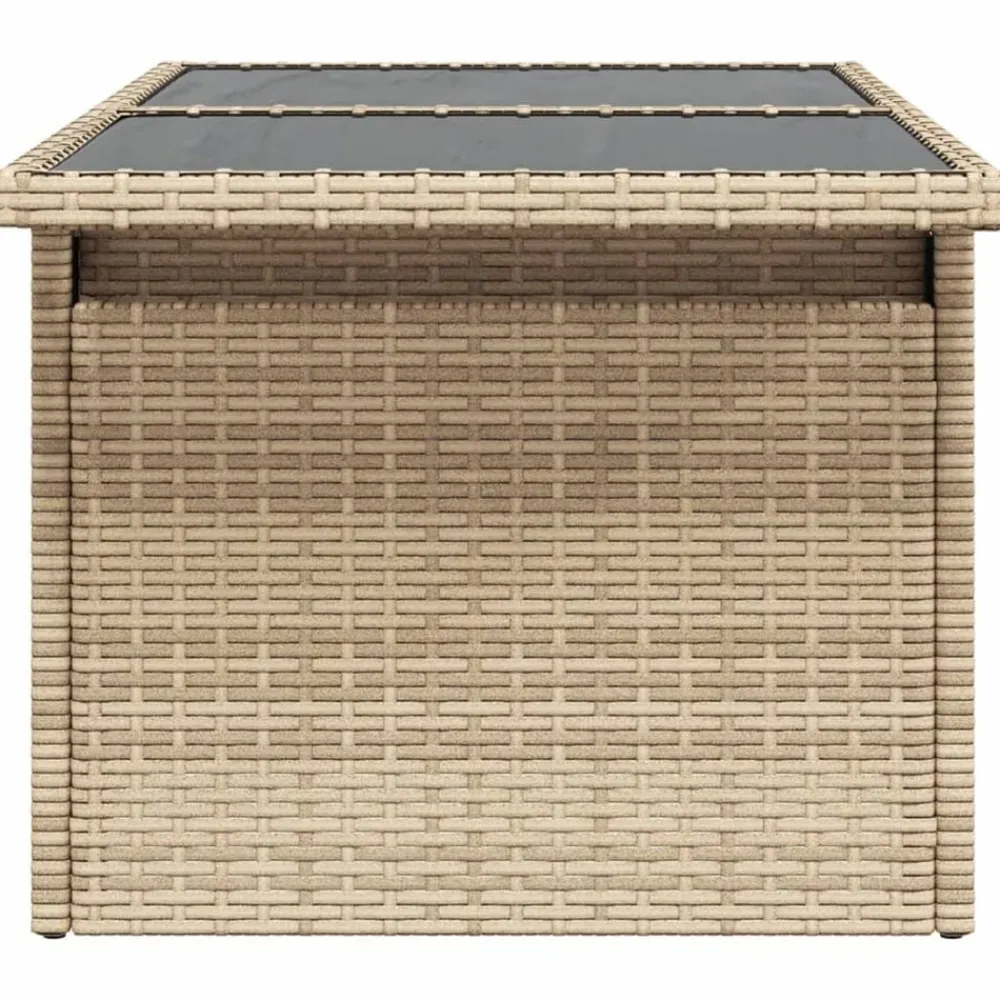 vidaXL Muebles De Jardín-Mesa de jardín superficie de vidrio ratán PE 100x55x73 cm