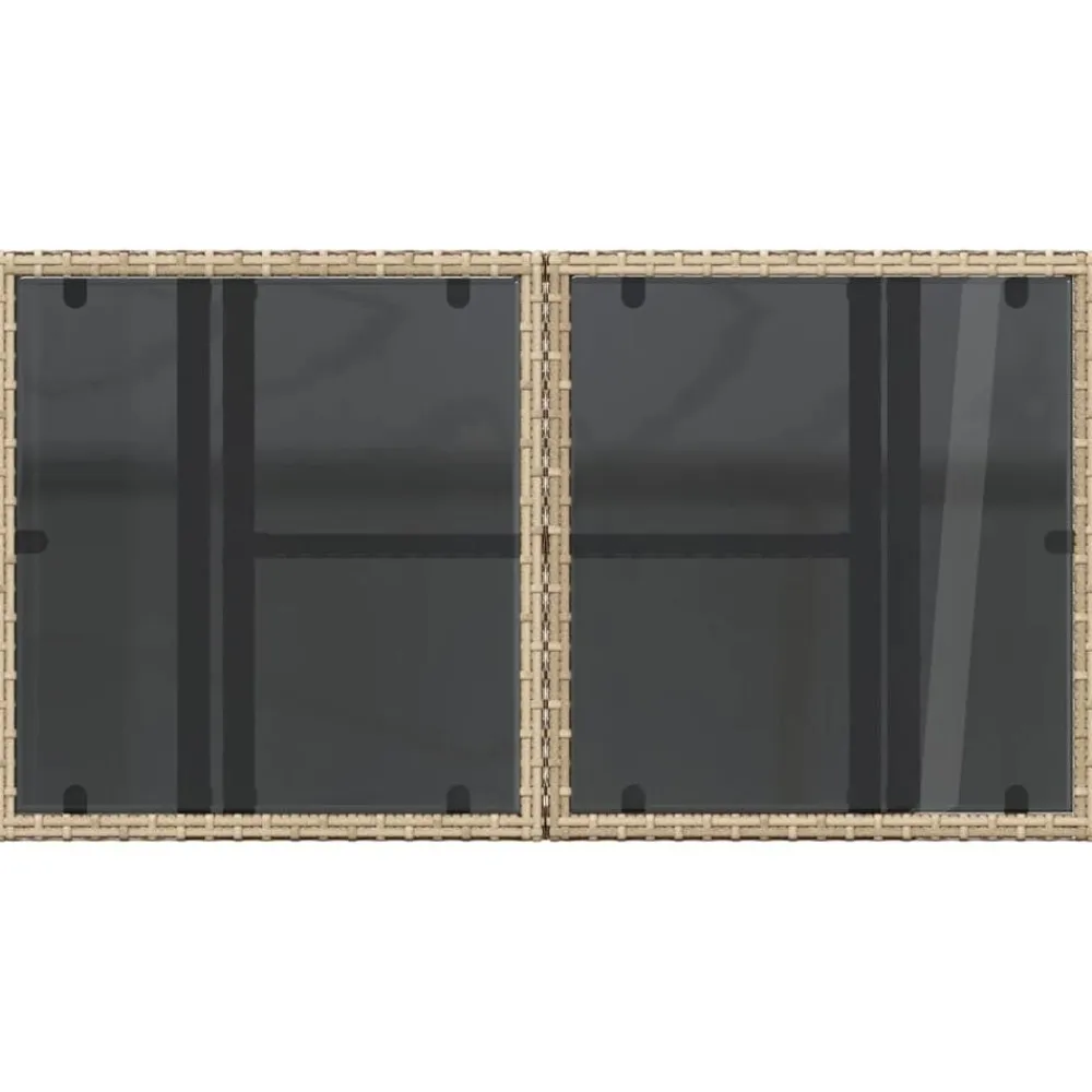 vidaXL Muebles De Jardín-Mesa de jardín superficie de vidrio ratán PE 100x55x73 cm