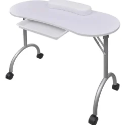 vidaXL Mesa de manicura plegable con ruedas Blanco Discount