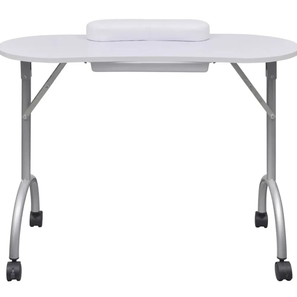 vidaXL Mesa de manicura plegable con ruedas Blanco Discount