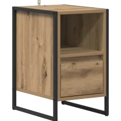 vidaXL Mesa de Noche con cajón Roble Artesanal 39,5 x 30 x 50 cm Roble artisan Sale