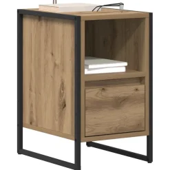 vidaXL Mesa de Noche con cajón Roble Artesanal 39,5 x 30 x 50 cm Roble artisan Sale