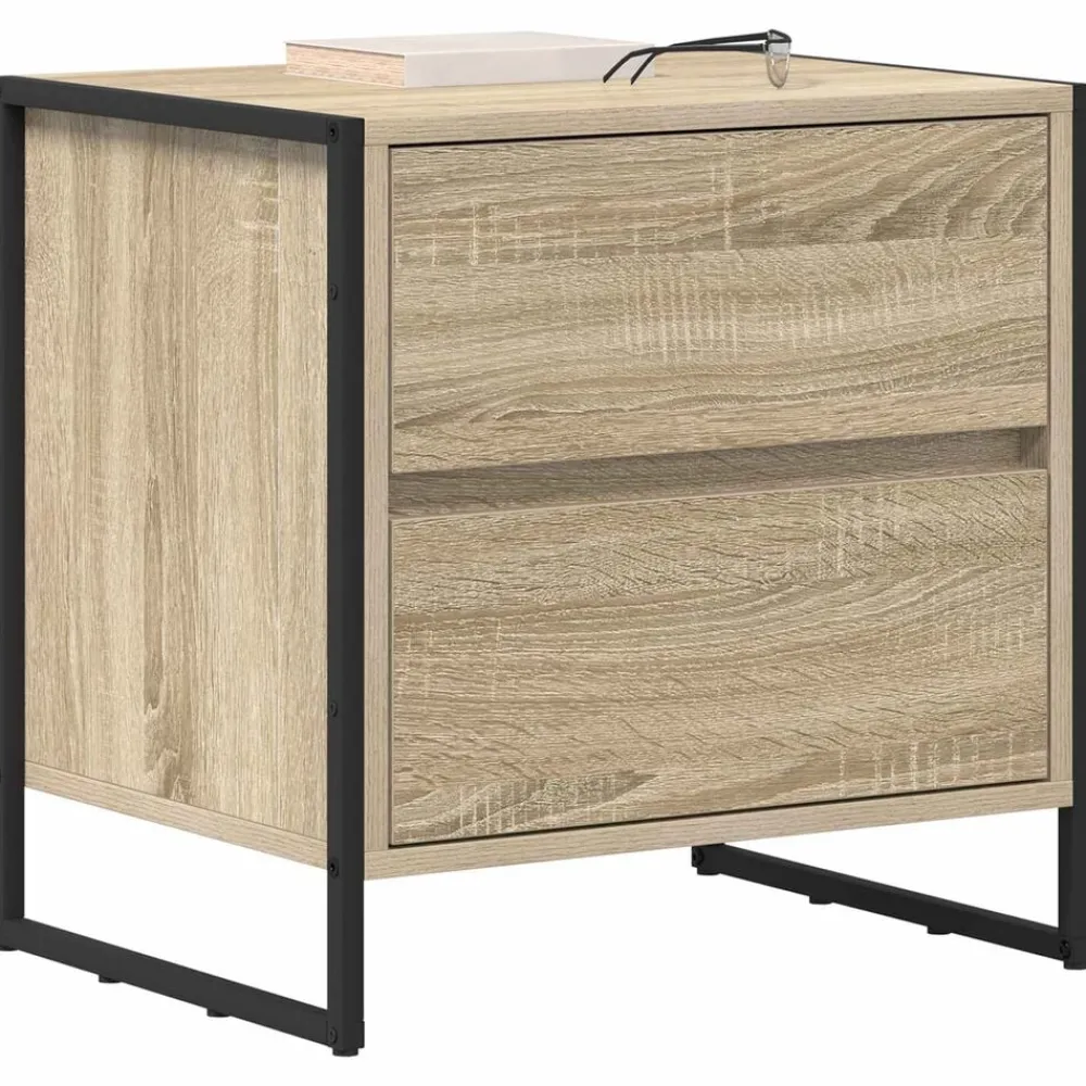vidaXL Mesa de Noche Sonoma 50 x 39.5 x 50 cm Madera contrachapada Roble Sonoma New