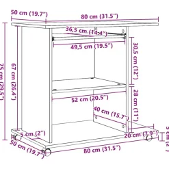 vidaXL Mobiliario De Oficina-Mesa de ordenador madera contrachapada madera vieja 80x50x75 cm