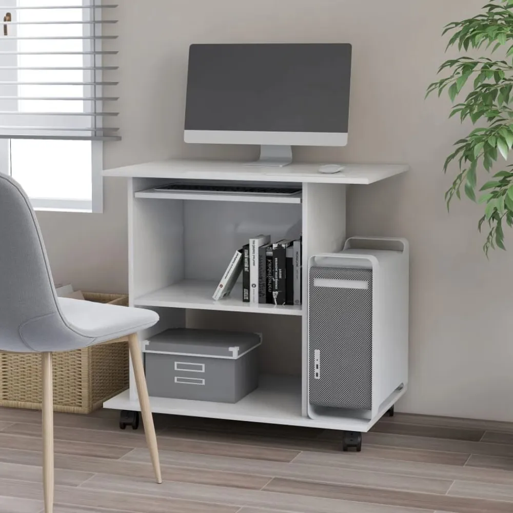 vidaXL Mesa de ordenador madera contrachapada 80x50x75 cm Blanco Sale