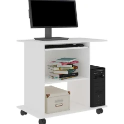vidaXL Mesa de ordenador madera contrachapada 80x50x75 cm Blanco Sale