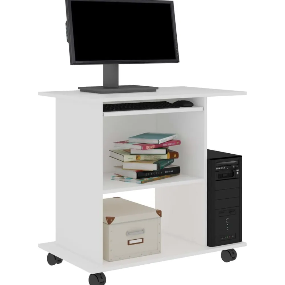 vidaXL Mesa de ordenador madera contrachapada 80x50x75 cm Blanco Sale