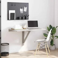 vidaXL Mesa de pared plegable contrachapada gris hormigón 100x60x56 cm Gris hormig&oacute;n Sale