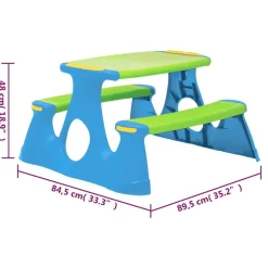 vidaXL Mesa de pícnic para niños polipropileno 89,5x84,5x48 cm Online
