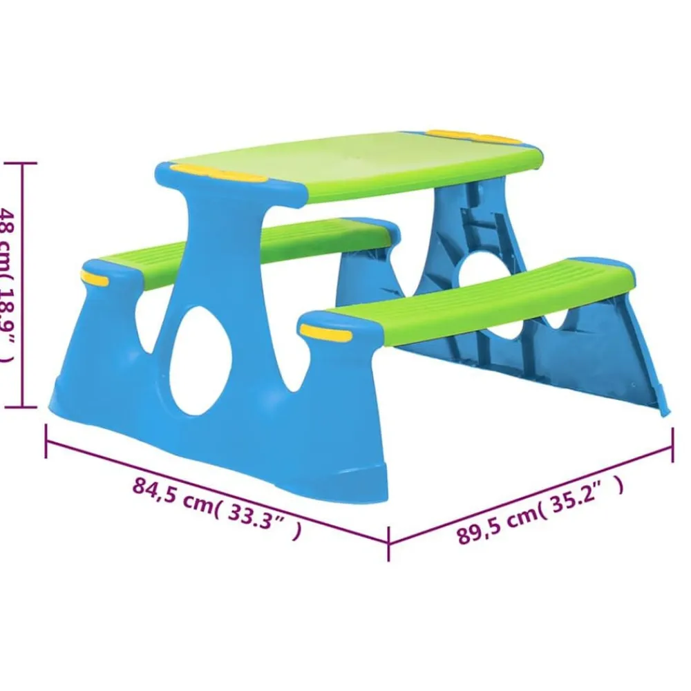 vidaXL Mesa de pícnic para niños polipropileno 89,5x84,5x48 cm Online