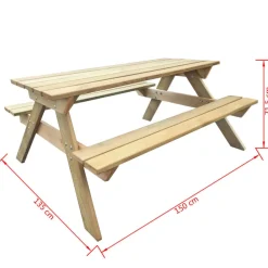 vidaXL Mesa de picnic de madera de pino 150x135x71,5 cm Best