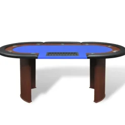 vidaXL Mesa de póker 10 jugadores bandeja de fichas y zona de crupier Azul