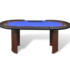 vidaXL Mesa de póker 10 jugadores bandeja de fichas y zona de crupier Azul