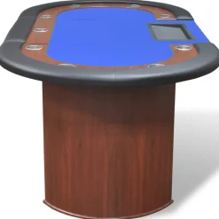 vidaXL Mesa de póker 10 jugadores bandeja de fichas y zona de crupier Azul