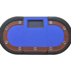 vidaXL Mesa de póker 10 jugadores bandeja de fichas y zona de crupier Azul