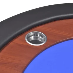 vidaXL Mesa de póker 10 jugadores bandeja de fichas y zona de crupier Azul