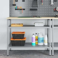 vidaXL Mesa de Trabajo con estante Gris 100 x 55 x 85 cm Sale
