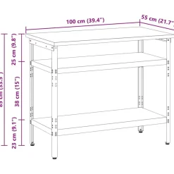 vidaXL Mesa de Trabajo con estante Gris 100 x 55 x 85 cm Sale