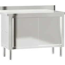 vidaXL Restauración-Mesa de trabajo de cocina puertas correderas acero inoxidable