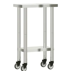 vidaXL Mesa de trabajo de cocina con ruedas acero inox 55x30x85 cm Clearance