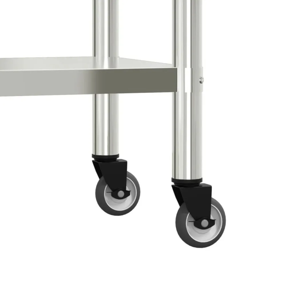 vidaXL Mesa de trabajo de cocina con ruedas acero inox 55x30x85 cm Clearance
