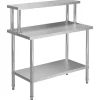 vidaXL Restauración-Mesa de trabajo de cocina con estante acero inox 120x60x120cm