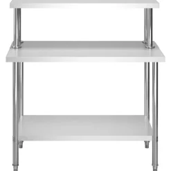vidaXL Restauración-Mesa de trabajo de cocina con estante acero inox 120x60x120cm