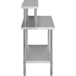 vidaXL Restauración-Mesa de trabajo de cocina con estante acero inox 120x60x120cm