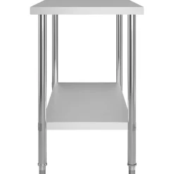 vidaXL Restauración-Mesa de trabajo de cocina con estante acero inox 120x60x120cm
