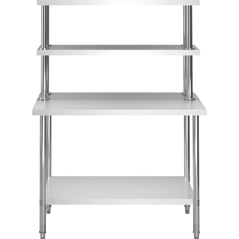 vidaXL Mesa de trabajo de cocina con estante acero inox 120x60x150 cm Outlet