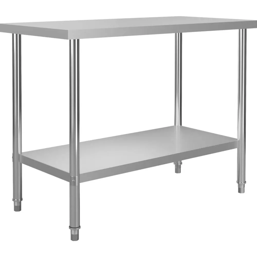 vidaXL Mesa de trabajo de cocina con estante acero inox 120x60x150 cm Outlet