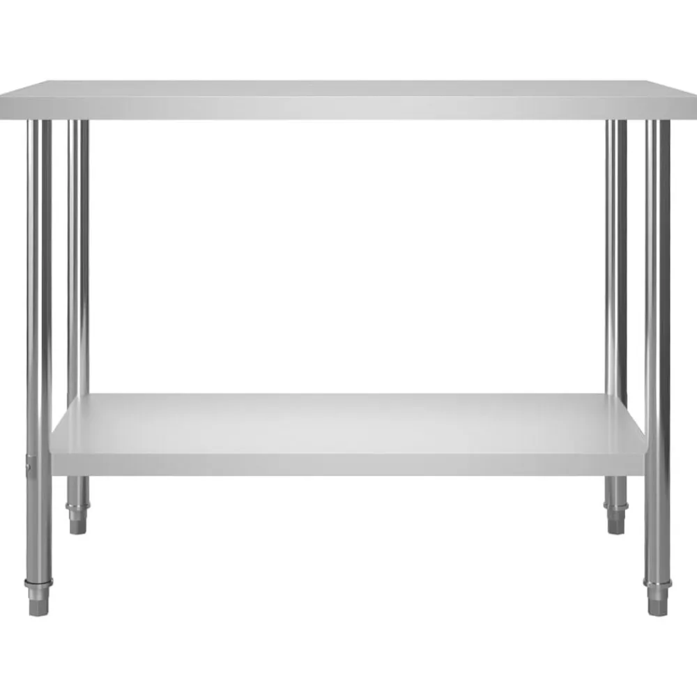 vidaXL Mesa de trabajo de cocina con estante acero inox 120x60x150 cm Outlet