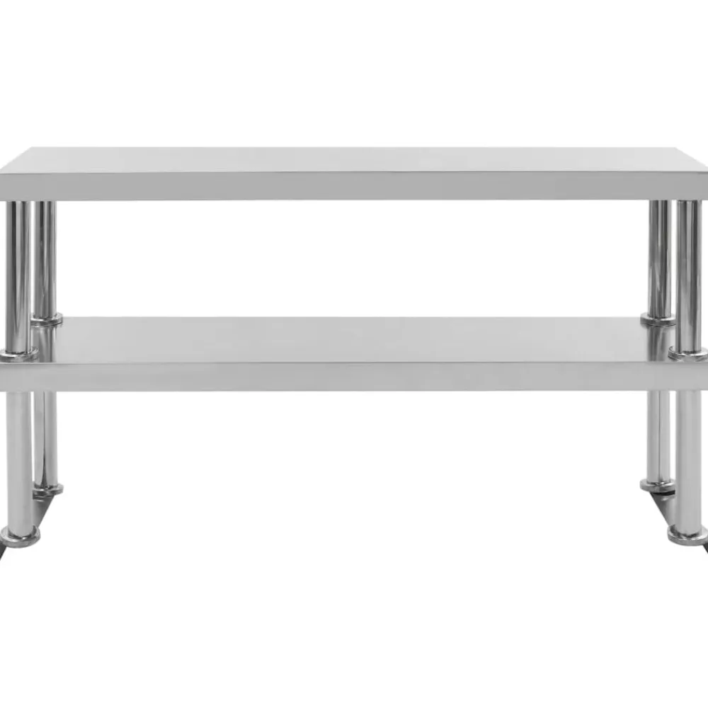 vidaXL Mesa de trabajo de cocina con estante acero inox 120x60x150 cm Outlet