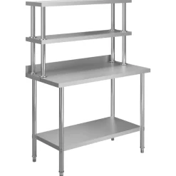 vidaXL Mesa de trabajo de cocina con estante acero inox 120x60x150 cm Discount