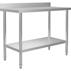 vidaXL Mesa de trabajo de cocina con estante acero inox 120x60x150 cm Discount