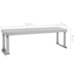 vidaXL Restauración-Mesa de trabajo de cocina con estante acero inox 120x60x120 cm