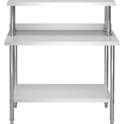 vidaXL Restauración-Mesa de trabajo de cocina con estante acero inox 120x60x120 cm