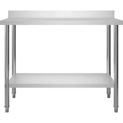 vidaXL Restauración-Mesa de trabajo de cocina con estante acero inox 120x60x120 cm