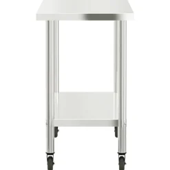 vidaXL Restauración-Mesa de trabajo de cocina con ruedas acero inox 110x55x85 cm