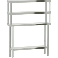 vidaXL Mesa de trabajo para cocina con estante acero inox 110x30x150cm New