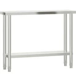 vidaXL Mesa de trabajo para cocina con estante acero inox 110x30x150cm New