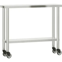 vidaXL Mesa de trabajo para cocina con estante acero inox 110x30x150cm Hot