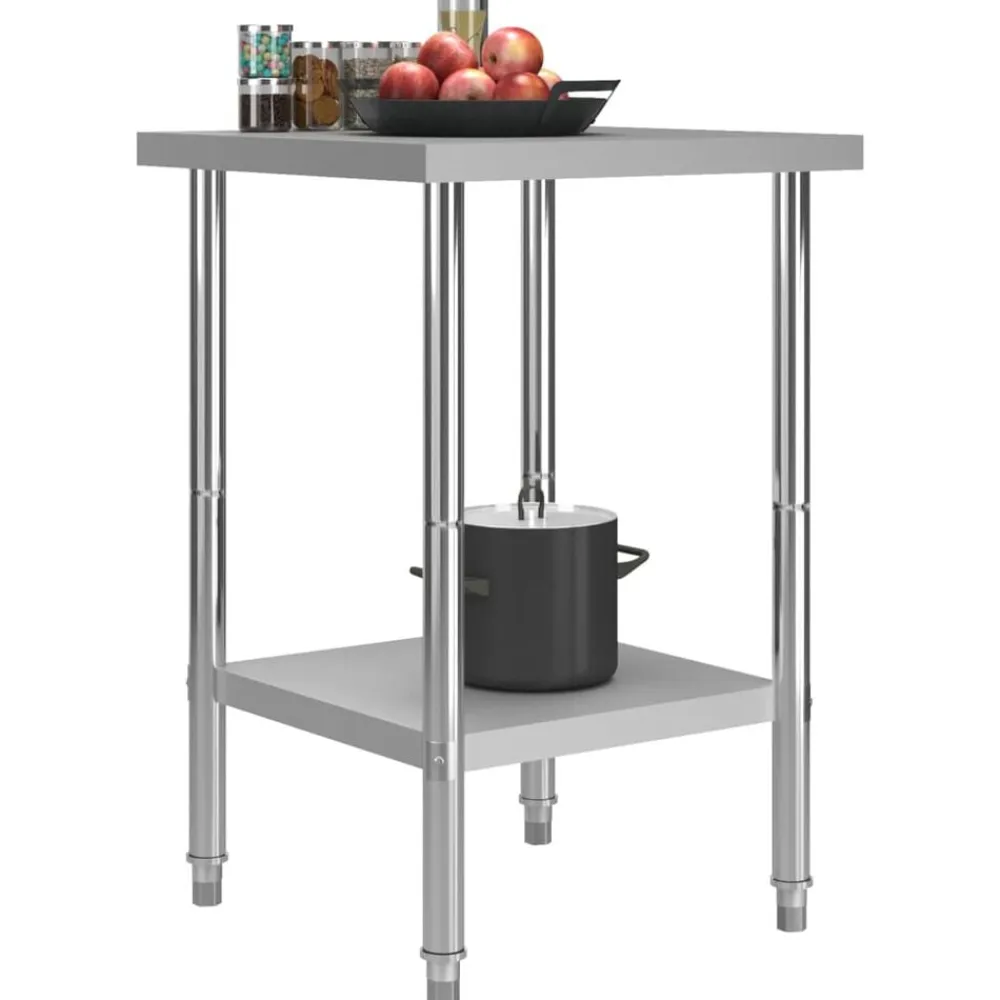 vidaXL Mesa de trabajo para cocina acero inoxidable 60x60x85 cm Discount