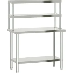 vidaXL Mesa de trabajo para cocina con estante acero inox 110x55x150cm