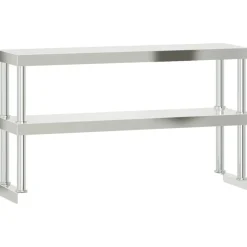 vidaXL Mesa de trabajo para cocina con estante acero inox 110x55x150cm
