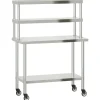 vidaXL Restauración-Mesa de trabajo para cocina con estante acero inox 110x55x150cm
