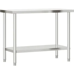 vidaXL Mesa de trabajo para cocina con estante acero inox 110x55x120cm Online