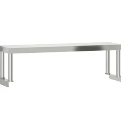 vidaXL Mesa de trabajo para cocina con estante acero inox 110x55x120cm Best