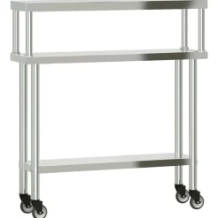 vidaXL Mesa de trabajo para cocina con estante acero inox 110x30x120cm Clearance