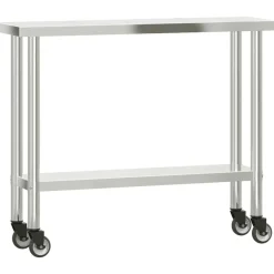 vidaXL Mesa de trabajo para cocina con estante acero inox 110x30x120cm Clearance